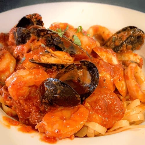 Clams Over Pasta.