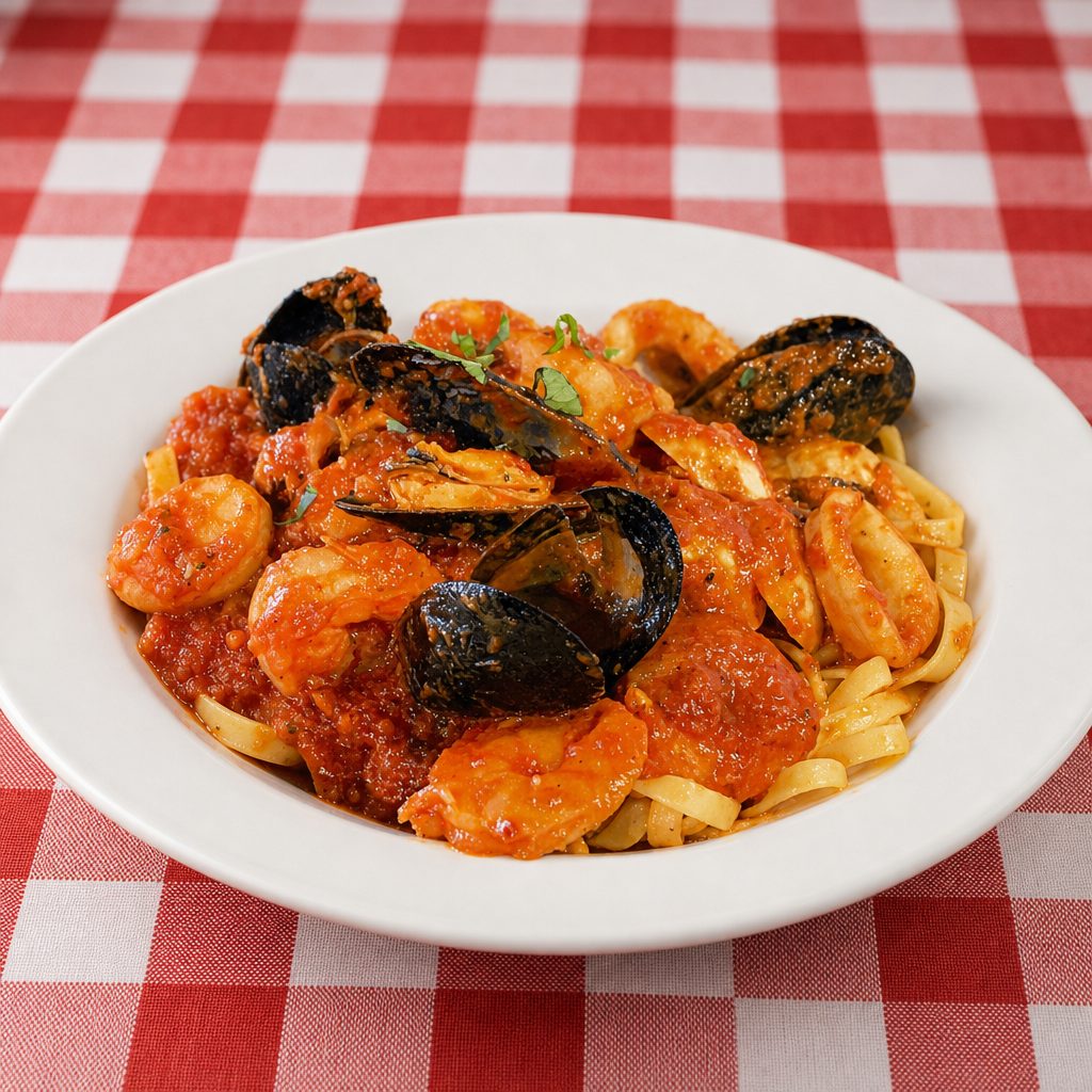 Clams Over Pasta.
