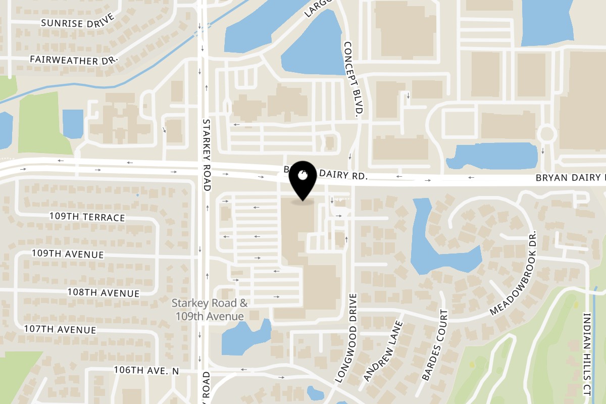 Map showing the location of Pizzitalia's Seminole on 10801 Starkey Rd Suite 7/8 in Largo
