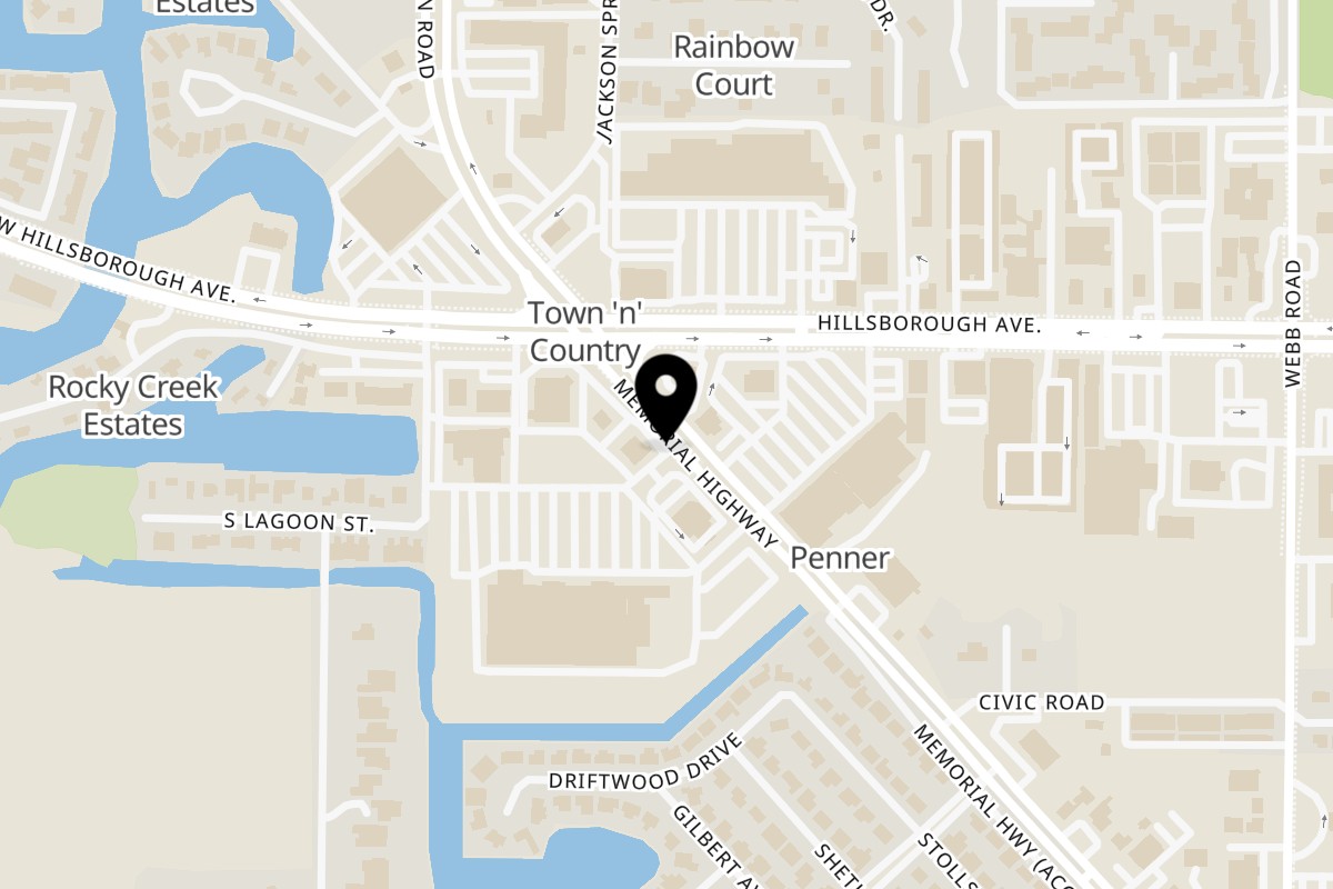 Map showing the location of Pizzitalia's Town 'N' Country on 6742 Memorial Highway in Town 'N' Country